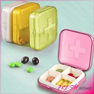 กล่องยา มินิ กล่องสีสันลูกกวาด หลายช่อง กล่องยาแบบพกพา Cross-packing pill box