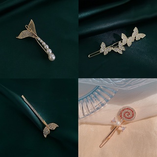 Korean Small Pearl Fishtail Hair Clip Rhinestone Butterfly Clip Hair Accessories