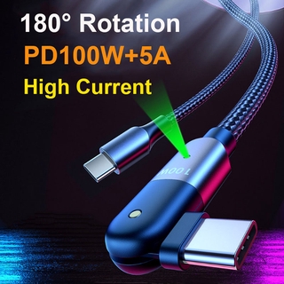 สายชาร์จ PD 100W แบบ Usb C เชื่อมต่อ Type C 5A ผ่าน E-MARK แบบหมุนได้ 180 องศา