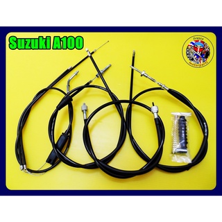 ชุดสายเซ็ท Suzuki A100 สายเบรค สายครัช สายไมล์ และสายเร่ง  Brake Clutch Speedometer Throttle Cable Set 4Pcs.