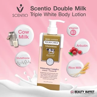 [ซื้อคู่ราคาพิเศษ] SCENTIO DOUBLE MILK TRIPLE BRIGHT BODY LOTION เซนทิโอ ดับเบิ้ลมิลค์ ทริปเปิ้ล ไวท์ บอดี้โลชั่น(250ML)