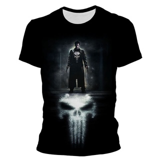 เสื้อยืดแขนสั้นลําลอง พิมพ์ลาย Punisher แฟชั่นฤดูร้อน สไตล์สตรีท สําหรับผู้ชาย และผู้หญิง 2022