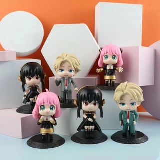 โมเดลฟิกเกอร์ PVC อนิเมะ Anya Spy X Family Loid Yor Forger Chibi Anua ไม่มีกล่อง 6 ชิ้น