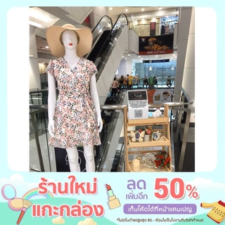 กดเก็บโค้ด ลดเพิ่ม 50% เดรสแขนไขว้ วีป้ายโบว์เอว ผ้าชีฟองเกาหลี น่ารัก   อก 36”เอว 30-32”สะโพก F”ความยาว 35”