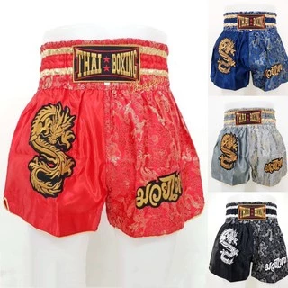 กางเกงมวยไทย ปักลายมังกร เนื้อผ้าดีพรีเมี่ยม ใส่สบาย มาตรฐานส่งออก Thai boxing พร้อมส่งจากไทย