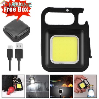 [ฟรีของขวัญ] พวงกุญแจไฟฉายฉุกเฉิน COB LED ขนาดเล็ก แบบพกพา ชาร์จ USB สําหรับตั้งแคมป์ เดินป่า ท่องเที่ยว