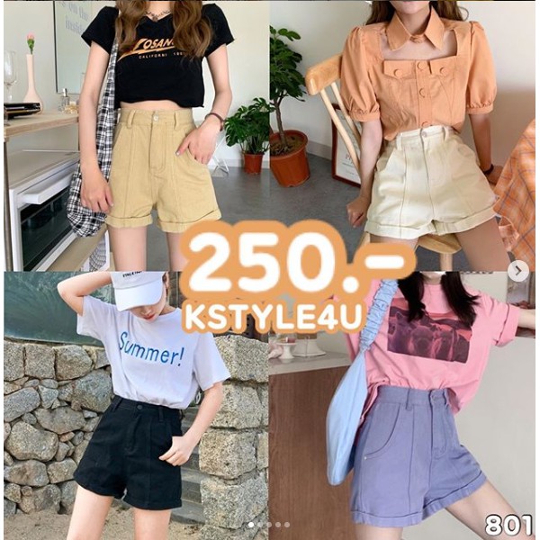 KSTYLE4U กางเกงยีนส์ขาสั้น #801 เสื้อผ้าแฟชั่นผู้หญิง กางเกงขาสั้น กางเกงยีนส์