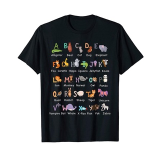 เสื้อยืด พิมพ์ลายตัวอักษร ABCs สําหรับการเรียนรู้S-5XL