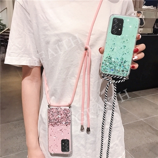 เคสโทรศัพท์ แบบใส มีกลิตเตอร์ พร้อมสายสะพาย สำหรับ  Samsung Galaxy A72 A52 A32 4G 5G SamsungA72 SamsungA52