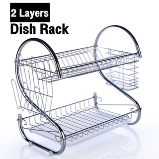 ชั้นคว่ำจาน ชั้นวางจาน ที่วางจาน ที่คว่ำจานสแตนเลส ทรงโค้ง s-type 2 Kitchen Racks-2 layers-dish - home.you