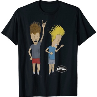 เสื้อยืดผ้าฝ้ายพรีเมี่ยม เสื้อยืด พิมพ์ลาย Beavis and Butt-Head Distressed Head Bang สําหรับผู้หญิง