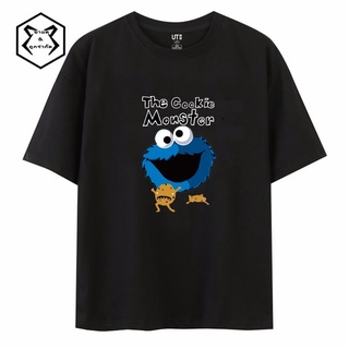 Uniqlo เสื้อยืดแขนสั้นลําลอง คอกลม ผ้าฝ้ายแท้ ทรงหลวม ลายชื่อ Sesame Street สําหรับผู้ชาย และผู้หญิง 2022