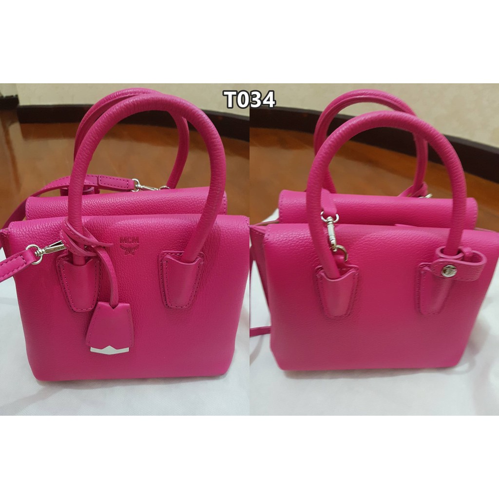 T034 MCM Mini Milla Tote Bag - Beetroot Pink มือ1