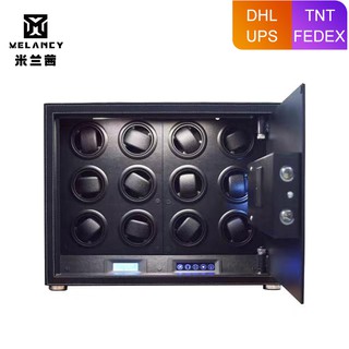 MELANCY Black Watch Winder ตู้เซฟสำหรับนาฬิกาอัตโนมัติพร้อม Digital Lock Faux Leather Finish และไฟส่องสว่างภายใน