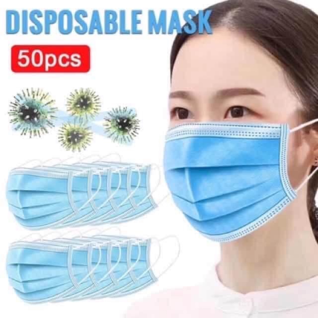Face Mask หน้ากากอนามัย “ 1แพ๊ค/50ชิ้น” หนา 3 ชั้น)