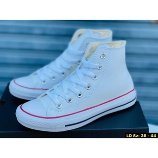 รองเท้าผ้าใบหนังคอนเวิร์ส All stars Leather white พร้อมกล่อง