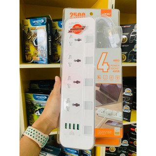 LDNIO รุ่น SC4408 ปลั๊กพ่วง แบบใช้ในบ้าน มี 4USB 4 ช่อง สายรองรับถึง 4 universal outlet Power Strip 2500W