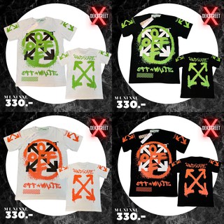 เสื้อยืดแขนสั้นออฟไวท์สกรีนนีออน