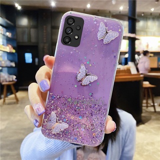 Fashion เคส Phone Case Samsung Galaxy A73 A53 A33 A23 A23 LTE A13 M33 M23 5G 4G 2022 New 3D Diamond Butterfly Transparent Casing Glitter Starry Sky TPU Soft Case Shockproof Cover เคสโทรศัพท์