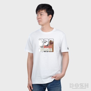 เสื้อยืดสีขาวDOSH:We Bare bearsเสื้อยืดคอกลมแขนสั้นผู้ชาย สีขาว สินค้าลิขสิทธิ์รุ่น:FBBMT5004-OW