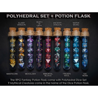 Potion Flask with Dice Set of 7 | ลูกเต๋า Dice For DnD D&amp;D MTG RPG TRPG เกมกระดาน บอร์ดเกม Game ไพ่ทาโรต์ Magic เมจิก