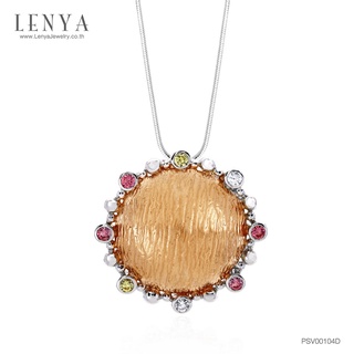 Lenya Jewelry จี้ประดับด้วย SWAROVSKI ZIRCONIA สีชมพู สีเหลืองทอง และสีขาว ดีไซน์รูปพระอาทิตย์