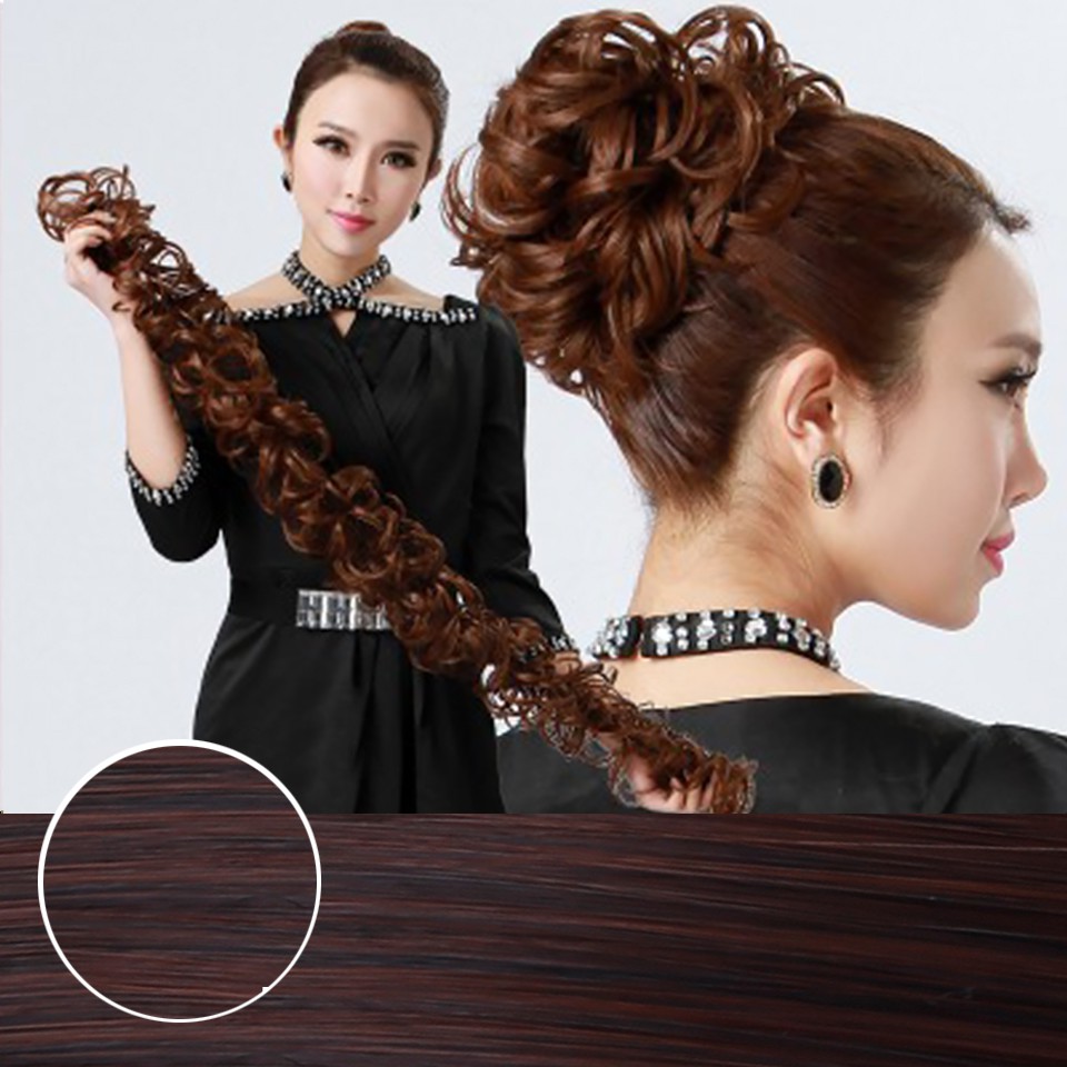 80ซม.ยืดหยุ่นผมChignon Updo TwiningผมExtensionสังเคราะห์Chignonผมชิ้นผู้หญิงChignon Hairpieces