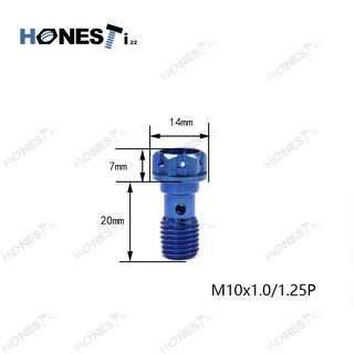 Honesti22 Titanium alloy Gr5 M10x1.0/1.25P Decorative Calipers ไล่ลมไทเทเนียม The flange holes Banjo Bolt.