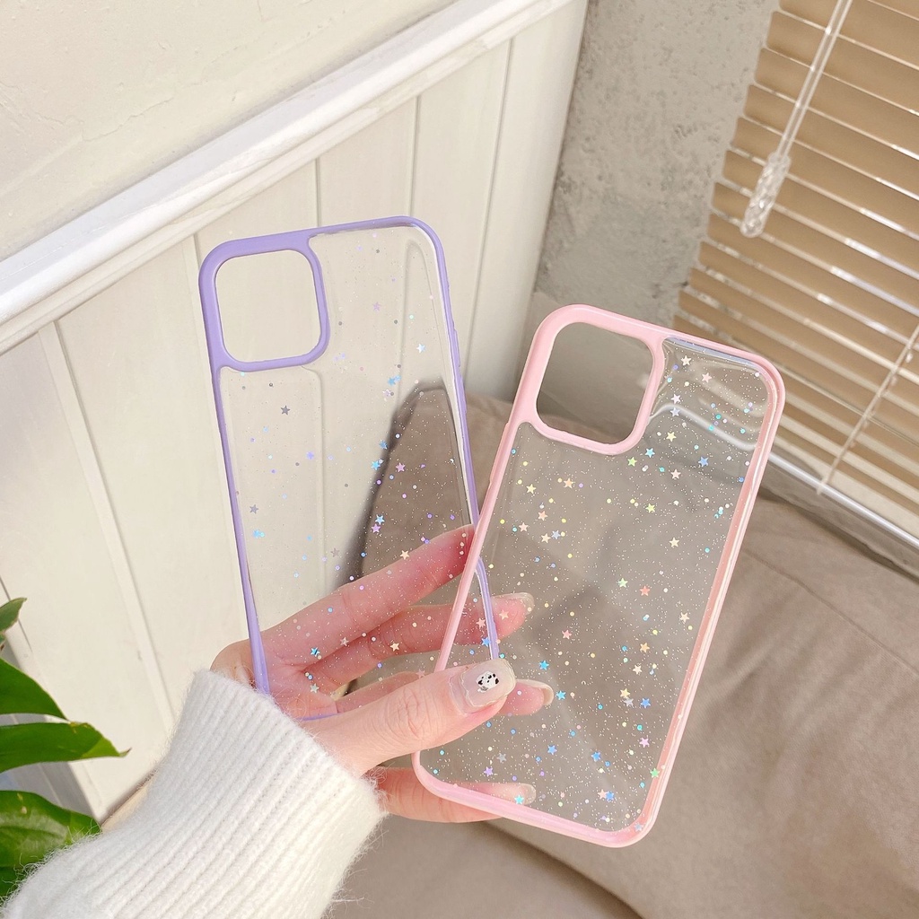 Bling Glitter Phone Case for iPhone 12 12Pro 12ProMAX 11Pro Max Xs XR 8 7Plus SE 2020 Star Sequins Clear Soft TPU Cover #6