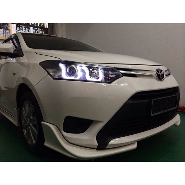 ไฟหน้าโปรเจคเตอร์ TOYOTA VIOS 13-14 ดำ LED รูปตัวยู