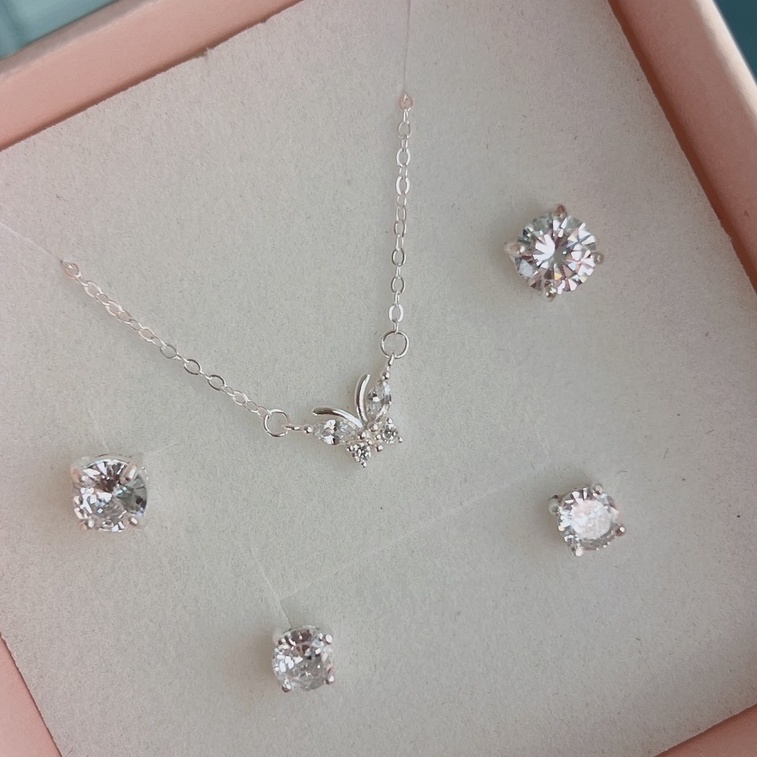 Suwann.na [ราคาต่อคู่] ต่างหู ต่างหูเงินแท้ ต่างหูเพชร เพชรกลม เพชรCZ รูปที่ 6