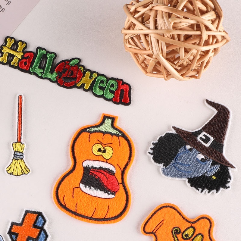 แผ่นแพทช์รีดร้อน ปักลายฟักทองฮาโลวีน สําหรับติดเสื้อผ้า - รูปที่ 2