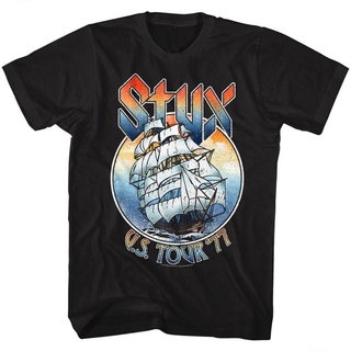 เสื้อยืดลําลอง แขนสั้น พิมพ์ลาย Styx 77 Us Tour Rock N Roll Music สวมใส่สบาย แฟชั่นฤดูร้อน