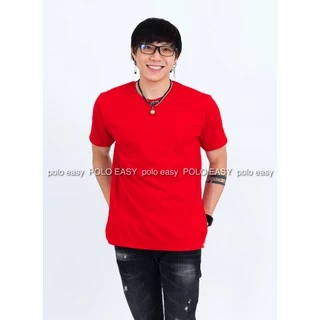 เสื้อยืดแฟชั่น ผู้ชาย T-Shirt Cotton 100% คอกลม แขนสั้น สีแดง