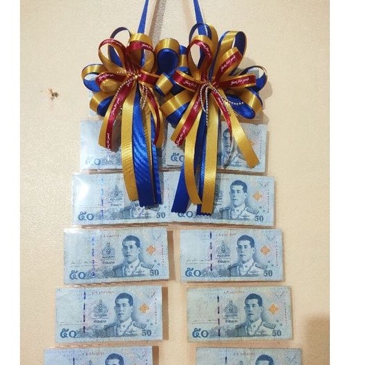 รุ่นโบว์จัมโบ้ พวงมาลัยสำเร็จรูปสำหรับใส่ธนบัตร 20 ใบ