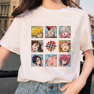 เสื้อยืด พิมพ์ลายอนิเมะ Seven Deadly Sins Kawaii แฟชั่นฤดูร้อน สไตล์ฮาราจูกุ สําหรับผู้ชาย และผู้หญิง 90s