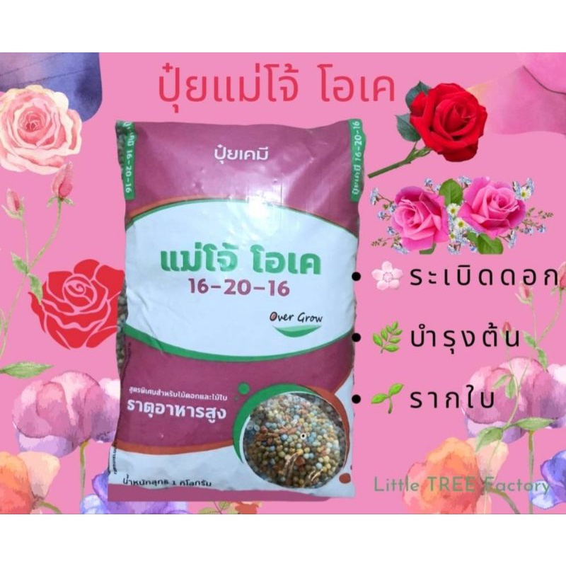 ปุ๋ยกุหลาบ 1kg. ปุ๋ยแม่โจ้ โอเค ดอกดกดอกใหญ่แตกยอดโตไว JO 1kg