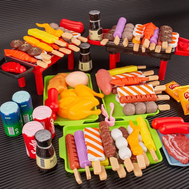 พร้อมส่ง ชุดของเล่นเด็กบาร์บีคิว ชุดอาหารจำลอง BBQ เตาปิ้งย่างของเล่น สวมบทบาทบาร์บีคิว
