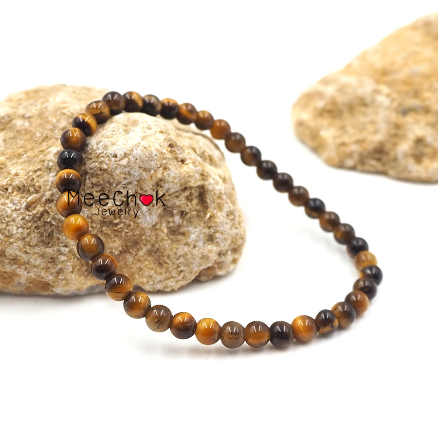 หินไทเกอร์อายส์ พลอยตาเสือ Tiger Eye 4 มิล หินแห่งความร่ำรวย หินมงคล หินสี หินนำโชค หินสีน้ำตาล By.Meechok