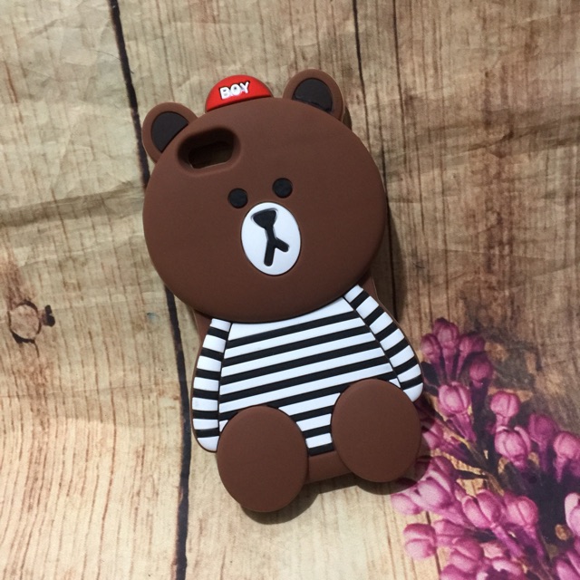 Iphone 6 /6S /7 /7S Case brown Bear Super Cute 4D Stripe Shirt
