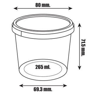 (แพ็ค 20 ชิ้น) กระปุก 265 ml. พร้อมฝาปิด