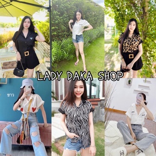 🧡LADY DAKA SHOP🧡 เสื้อเชิ้ตคอปก แขนสั้น เบิ้ลแต่งช่วงแขน ผ้าใส่สบายมากๆ