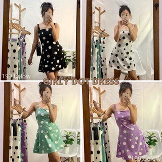 199.below พร้อมส่ง!! girly dot dress ชุดเดรส  🧶อก 32-38 นิ้ว🧶สม็อกหลัง ลายจุด