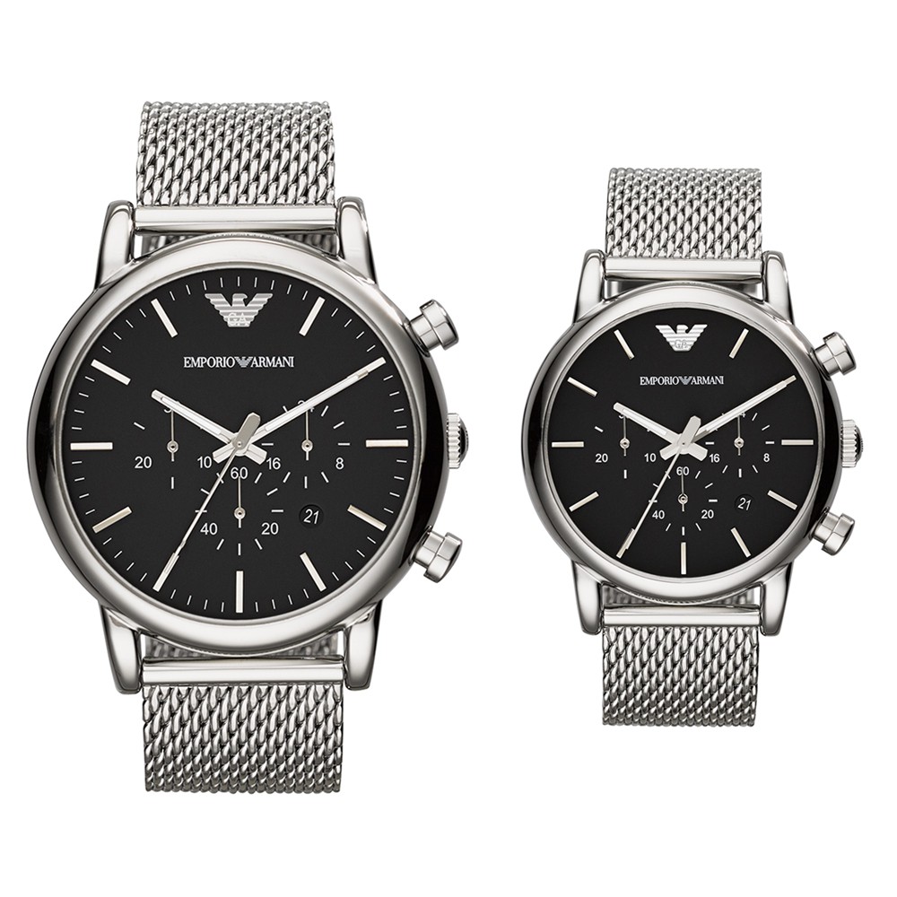 Armani classic black chronograph watch  ar1808 ar1811 เงินปัดดำ 41&46mm