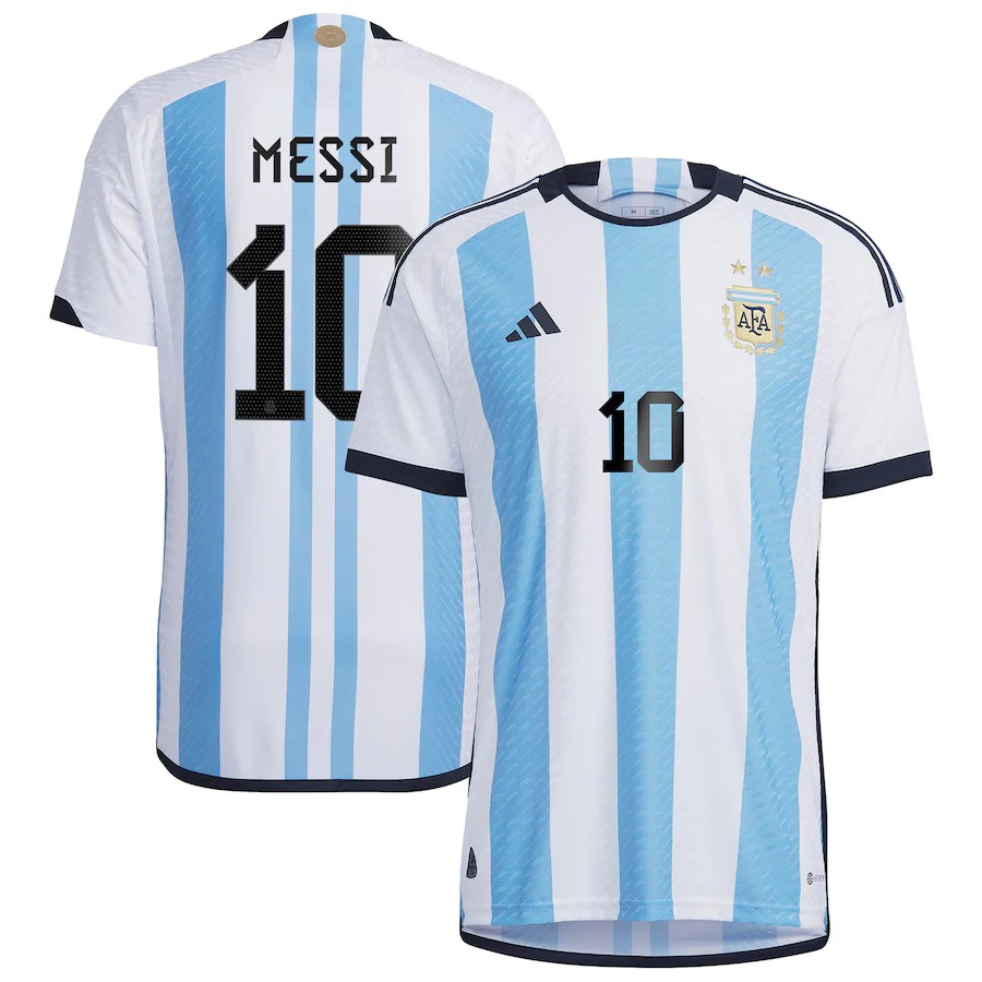 Lionel Messi Argentina National Team White 2022/23 Home Authentic Player Jersey Summer Sport Men เสื