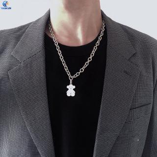 [COD] Cute Bear Pendant Necklace with Thick Chain and Cool Girl Dancing Lovers Couple Necklaces