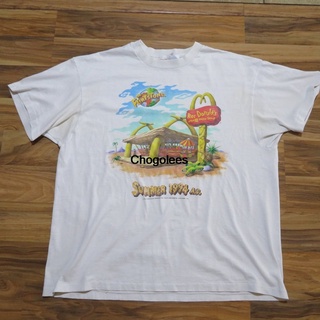 เสื้อยืดผ้าฝ้ายพิมพ์ลาย เสื้อยืด พิมพ์ลายภาพยนตร์วินเทจ Promo Flintstones X Mcdonalds 1994 Roc Donalds สีขาว Sz XL Parod