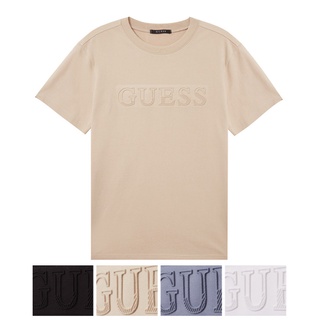 [Guess Korea] เสื้อยืดแขนสั้น พิมพ์ลาย Guess Embo สําหรับผู้ชาย และผู้หญิง