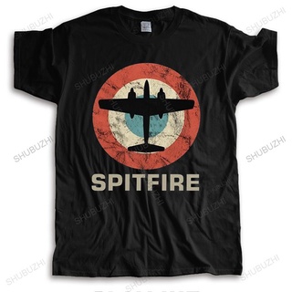 ถูกสุดๆเสื้อยืดแขนสั้น ผ้าฝ้าย พิมพ์ลายนักบินนักบิน Jet Fighter WW2 War Spitfire สไตล์เรโทร สําหรับผู้ชาย