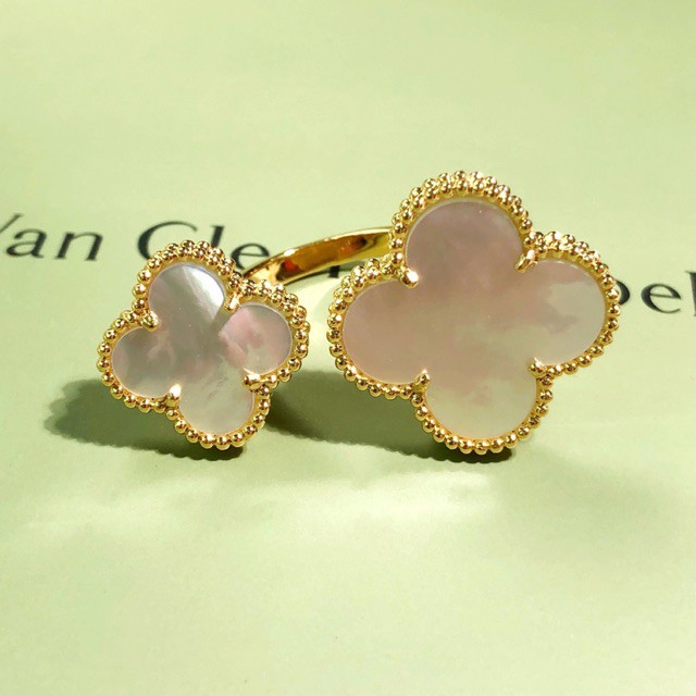 S925 แหวนเงิน van Cleef & Arpels แหวนโคลเวอร์สี่ใบ